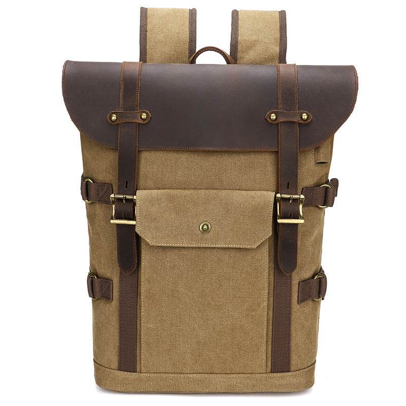 Men’s Crazy Horse Leather Laptop Backpack – European & American Vintage Style - grabzbags.com