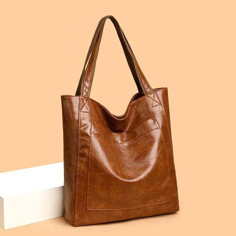 Retro Oil Wax Leather Women’s Shoulder Bag – Simple & Versatile Commuter Tote - grabzbags.com