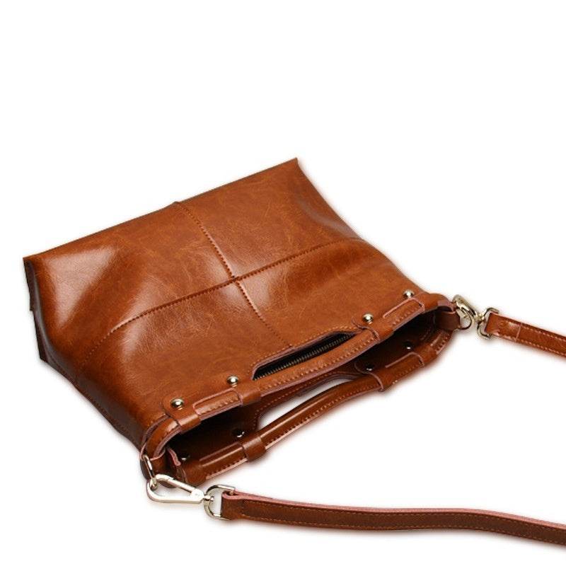 Women’s Retro Leather Messenger Bag – European & American Solid Color Crossbody - grabzbags.com