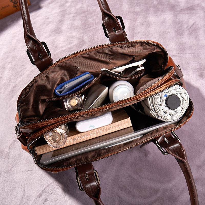 Women’s Large-Capacity Soft Leather Bag – One-Shoulder Portable Messenger Handbag - grabzbags.com