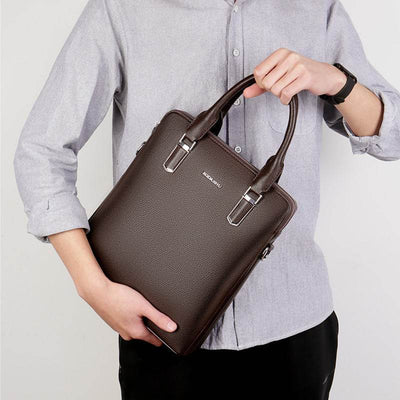 Men's PU leather Business Laptop Bag – Large Capacity Double Zipper Handbag with Premium Tactile Finish - grabzbags.com