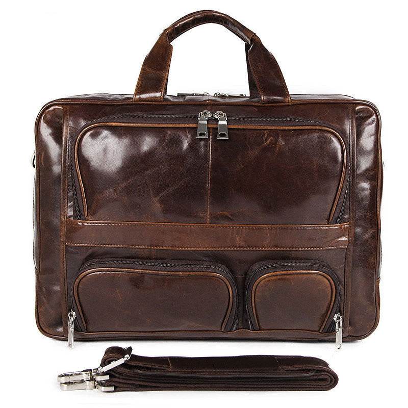 Large-Capacity Leather Laptop Briefcase – Business Computer Handbag - grabzbags.com