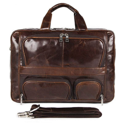 Large-Capacity Leather Laptop Briefcase – Business Computer Handbag - grabzbags.com