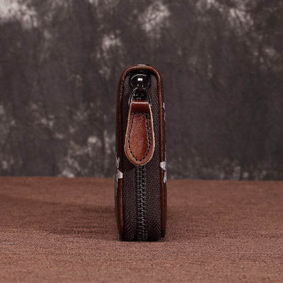 Fashion Women’s Leather Wallet – Vintage Zipper Design in First Layer Cowhide - grabzbags.com