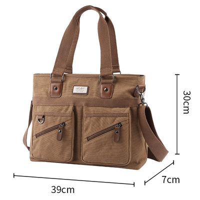 Men’s Canvas Business Briefcase – Casual Shoulder Laptop Bag