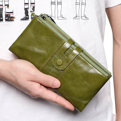 Women’s Retro Leather RFID Wallet – Stylish Long Wallet for Everyday Use - grabzbags.com