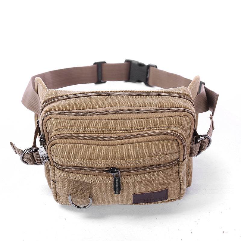 Men’s Canvas Fanny Pack with 4 Zipper Pockets – Adjustable Waist Bag for Travel, Running, Hiking & Cycling - grabzbags.com