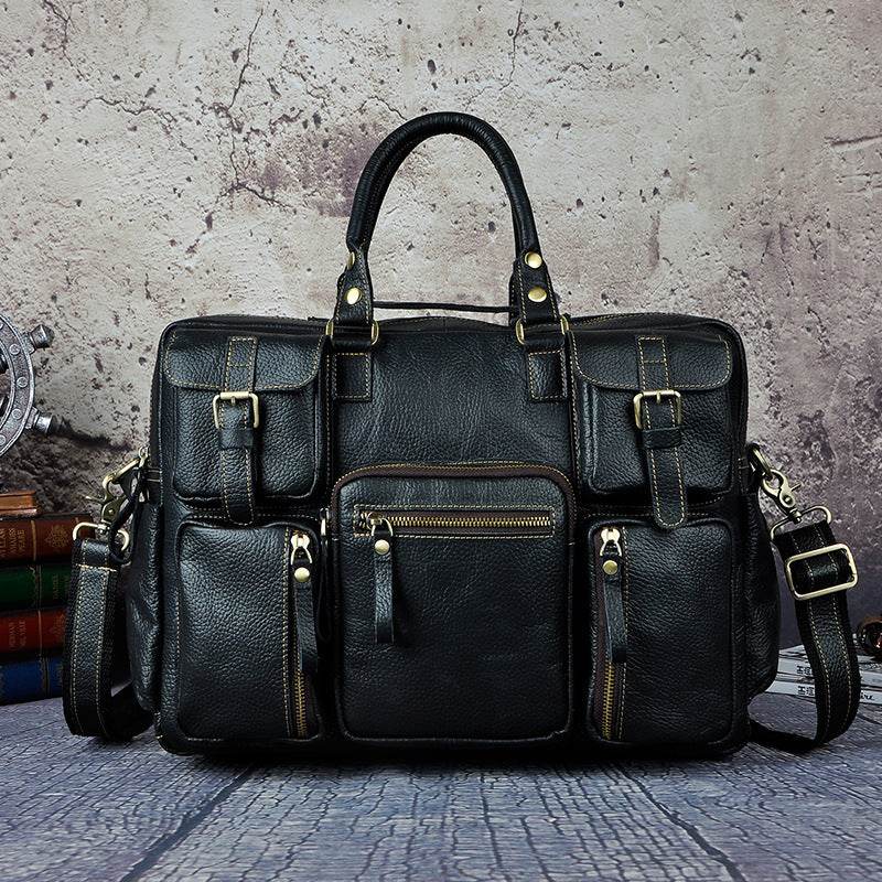 Men’s 16-Inch Leather Briefcase – First Layer Cowhide Large Capacity Business Bag - grabzbags.com