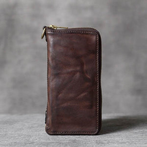 Vintage Retro Multi-Functional Long Wallet – Genuine Leather Clutch Purse for Women - grabzbags.com