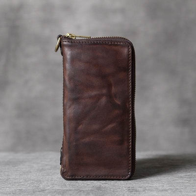 Vintage Retro Multi-Functional Long Wallet – Genuine Leather Clutch Purse for Women - grabzbags.com