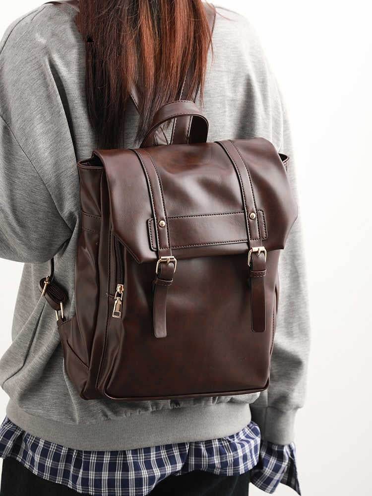 Soft Leather Laptop Backpack – Large Capacity Uniform-Style Computer Bag for Women - grabzbags.com