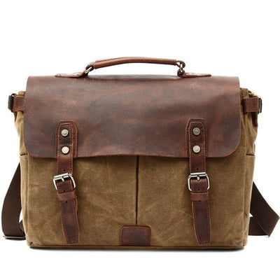Men’s Vintage Leather Canvas Laptop Bag – Fashionable Business Messenger Briefcase - grabzbags.com