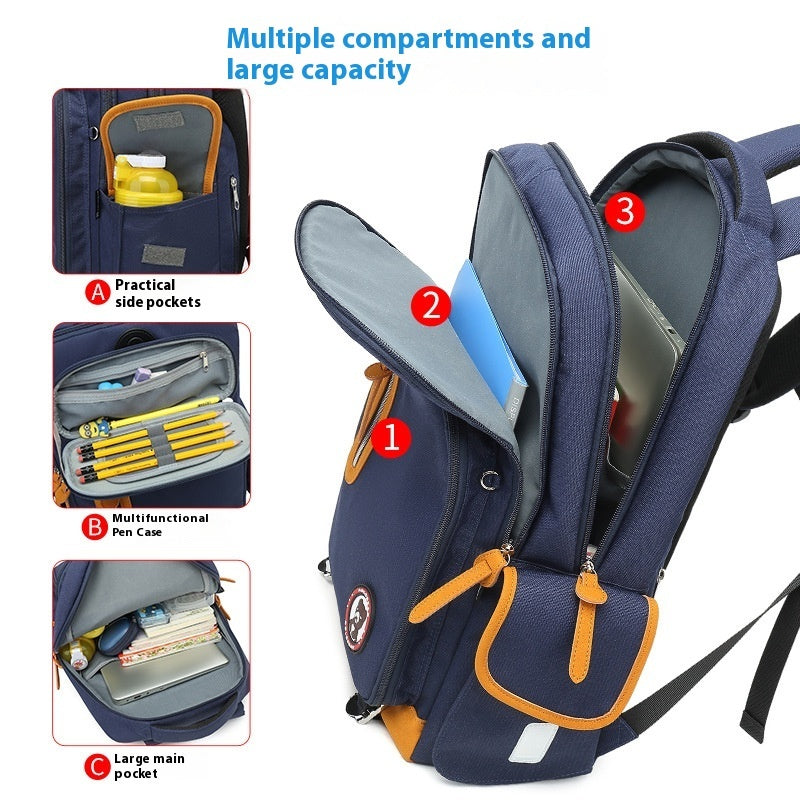 Transparent Waterproof Schoolbag for Students – Durable Polyester Backpack with Anti-Theft Design & Air Pillow Straps