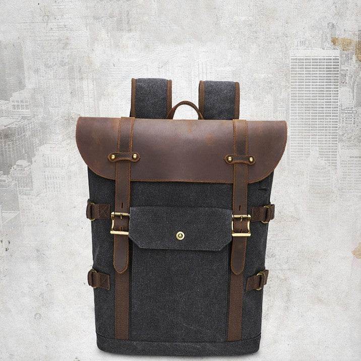 Men’s Crazy Horse Leather Laptop Backpack – European & American Vintage Style - grabzbags.com