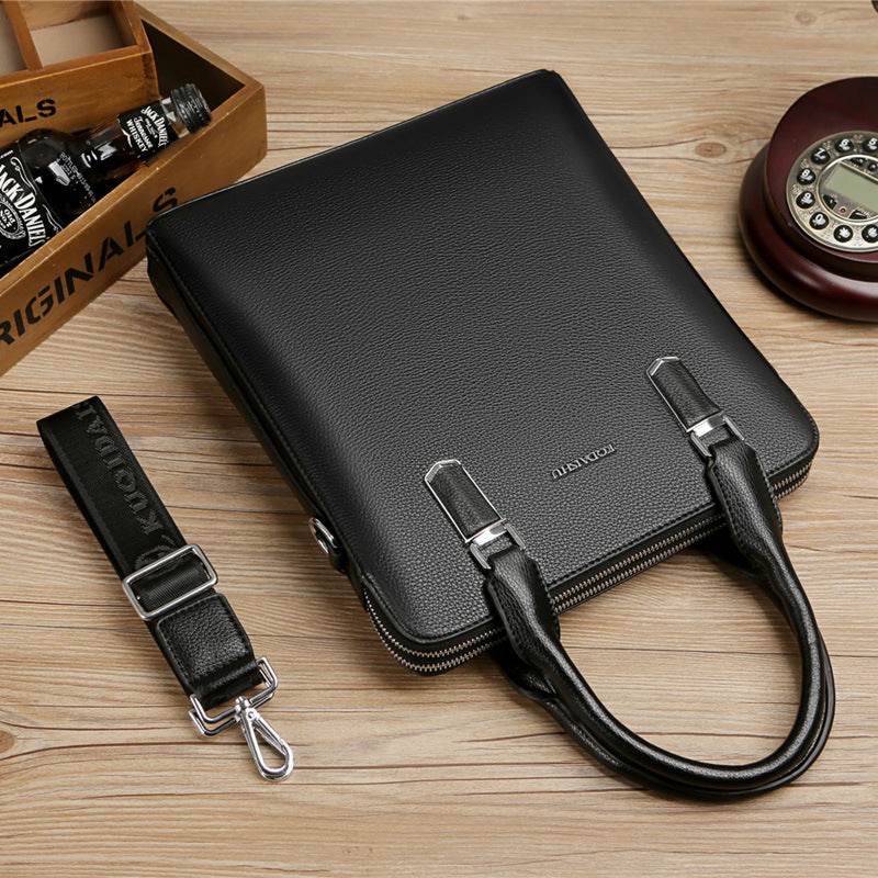 Men's PU leather Business Laptop Bag – Large Capacity Double Zipper Handbag with Premium Tactile Finish - grabzbags.com