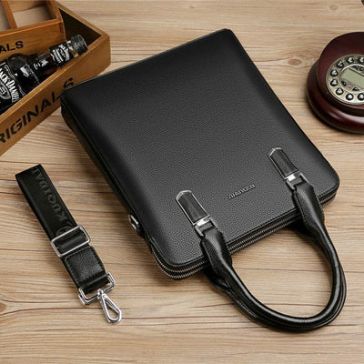 Men's PU leather Business Laptop Bag – Large Capacity Double Zipper Handbag with Premium Tactile Finish - grabzbags.com