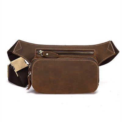 Men’s Top Layer Cowhide Sports Waist Bag – Premium Leather Belt Pack for Outdoor Use - grabzbags.com