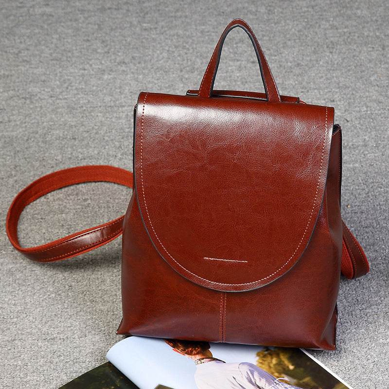 Women’s Genuine Leather Backpack – Retro Fashion Messenger Style Bag - grabzbags.com