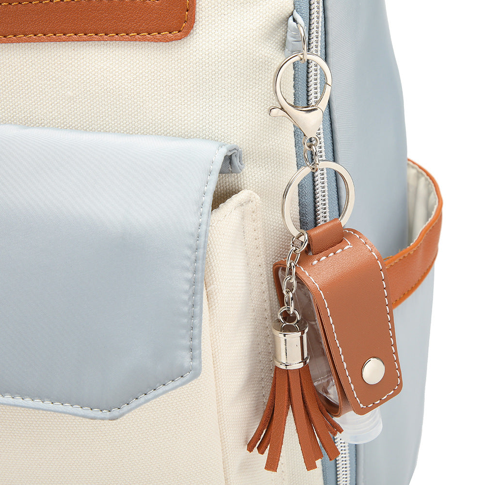 Multifunctional Mother & Child Leisure Bag – Large Capacity Canvas Mommy Backpack with Contrast Color Design