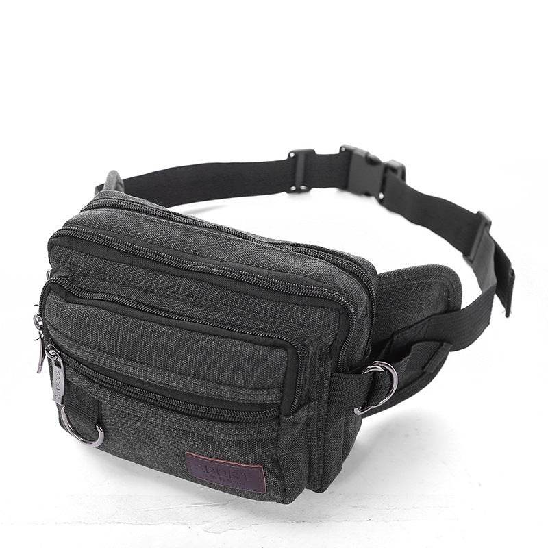 Men’s Canvas Fanny Pack with 4 Zipper Pockets – Adjustable Waist Bag for Travel, Running, Hiking & Cycling - grabzbags.com