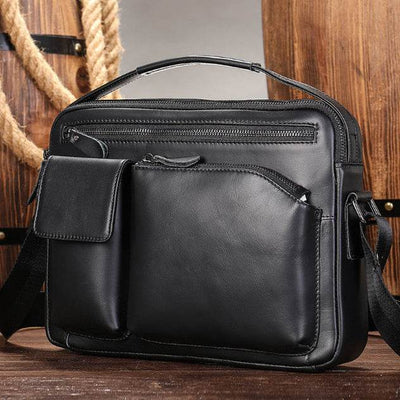Men’s Premium Oil Wax Leather Messenger Bag – High-End Genuine Leather Crossbody - grabzbags.com