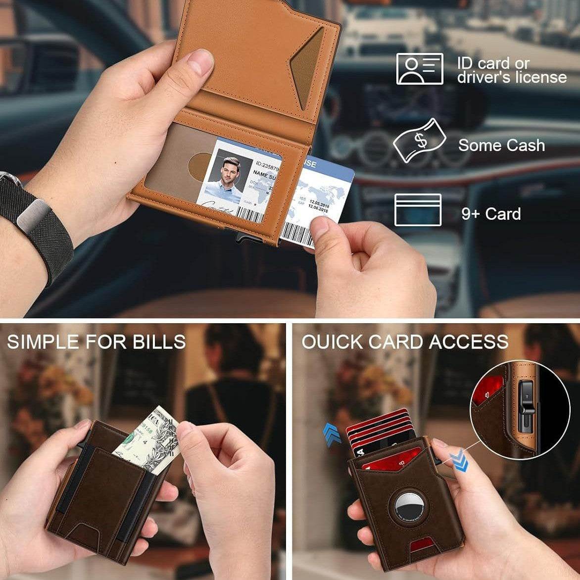 Men’s Metal Card Holder – RFID Anti-Theft Slim Wallet with Swipe Protection - grabzbags.com