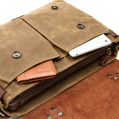 Men’s Vintage Leather Canvas Laptop Bag – Fashionable Business Messenger Briefcase - grabzbags.com