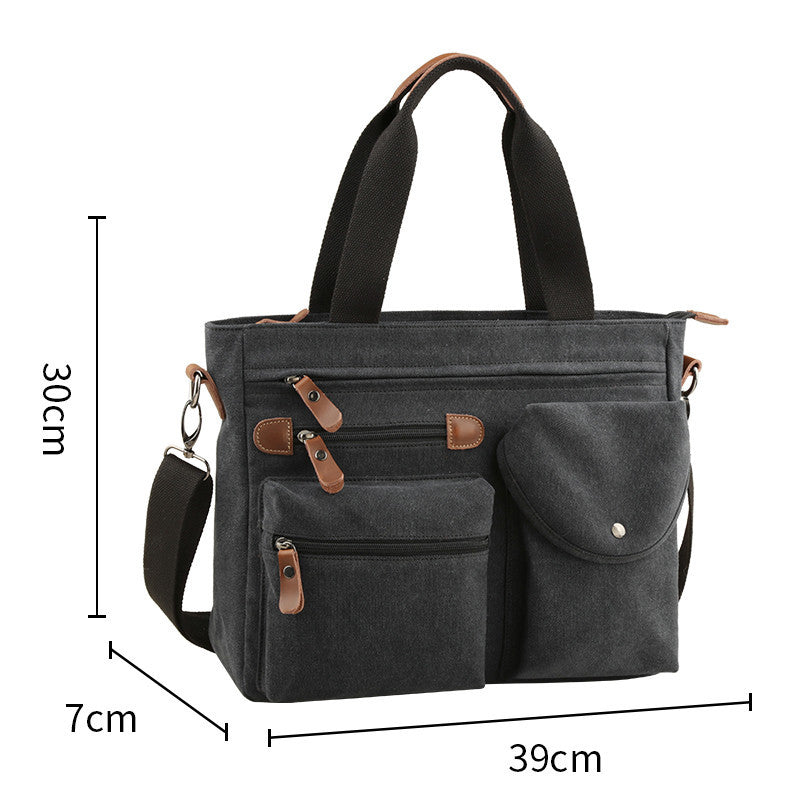 Men’s Canvas Business Briefcase – Casual Shoulder Laptop Bag