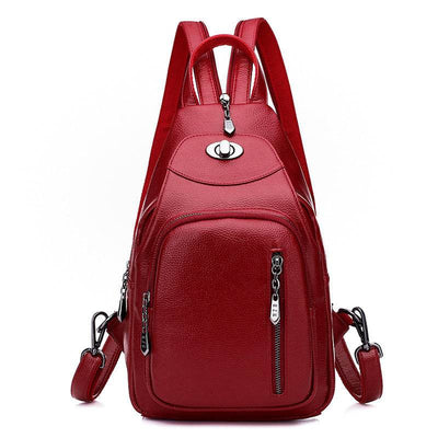 Women's Soft Leather Casual Backpack – Stylish All-Match Small Daypack for Travel, Work & Daily Use - grabzbags.com