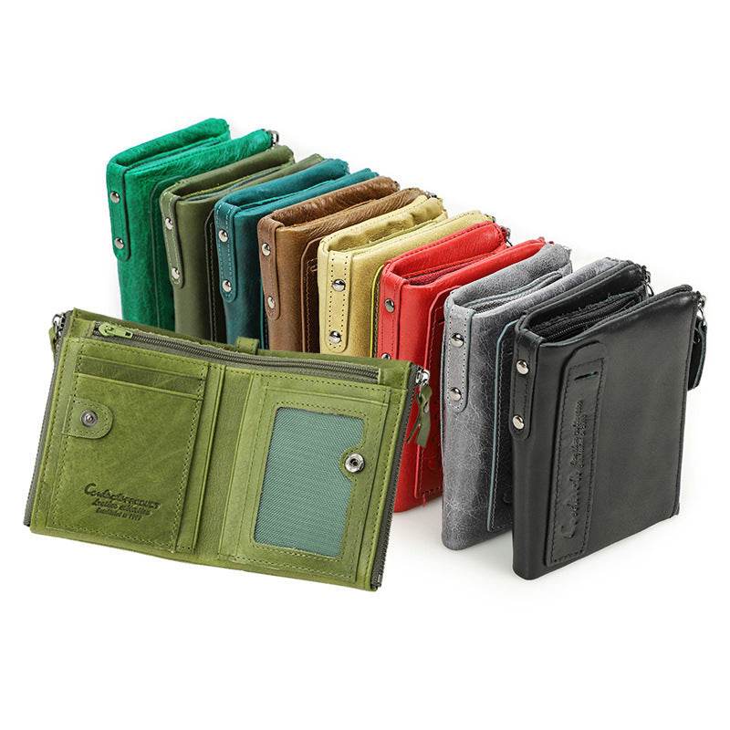 Chic Men’s Short Wallet – Genuine Leather Coin Purse with Minimalist Design - grabzbags.com
