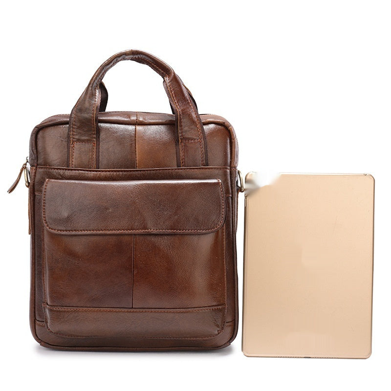 Men’s Retro Leather Briefcase – Genuine Cowhide Business Handbag