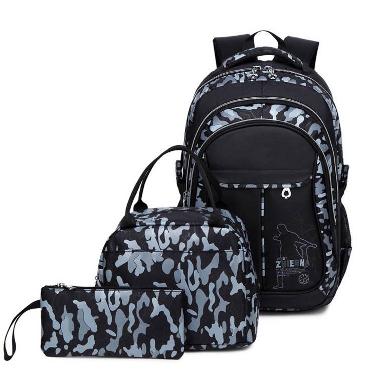 Camouflage Schoolbag 3-Piece Set – Backpack, Lunch Bag & Pencil Case for Students - grabzbags.com