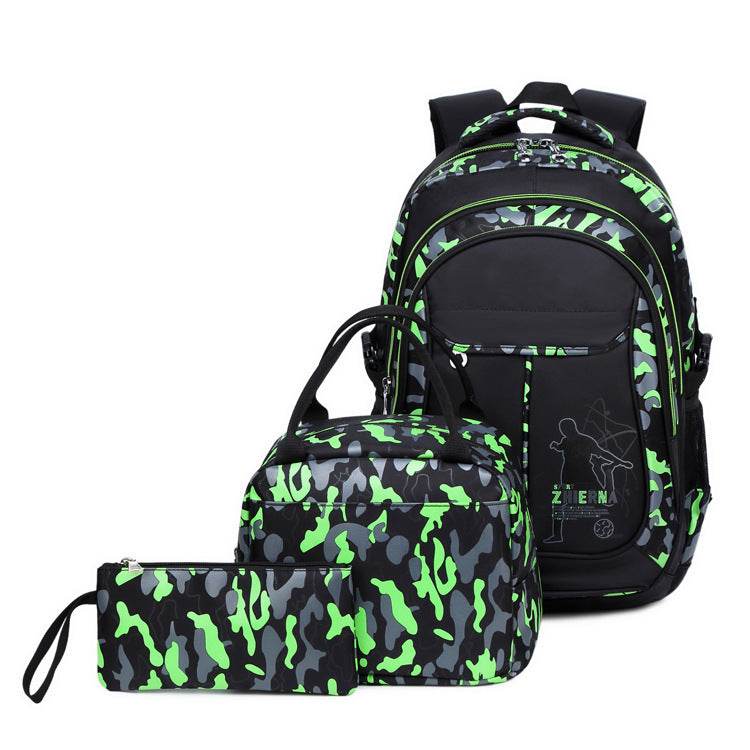 Camouflage Schoolbag 3-Piece Set – Backpack, Lunch Bag & Pencil Case for Students - grabzbags.com