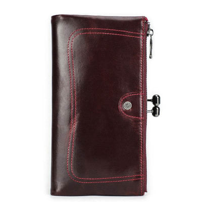 Black Angel Women's Wallet – Premium First Layer Cowhide Leather with Metal Accents - grabzbags.com