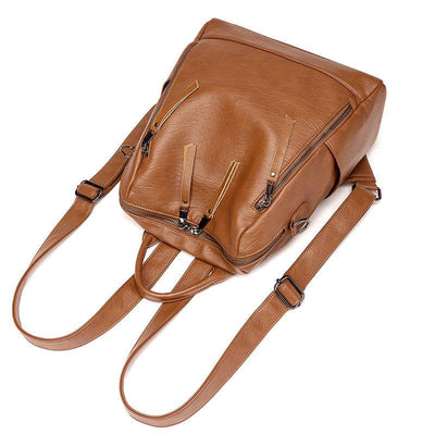 Women’s Minimalist Leather Backpack – Stylish & Versatile Casual Bag - grabzbags.com