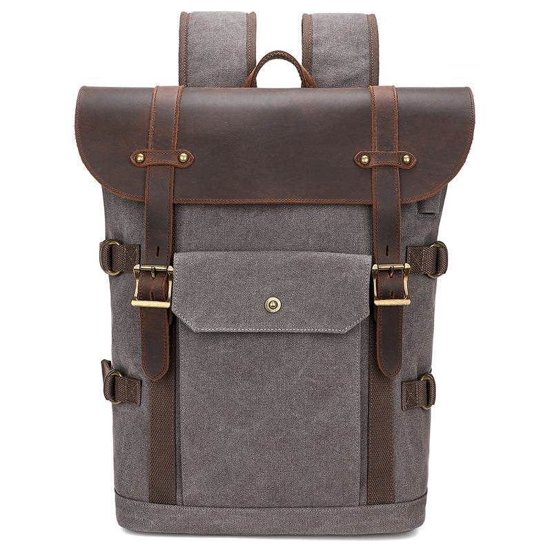 Men’s Crazy Horse Leather Laptop Backpack – European & American Vintage Style - grabzbags.com