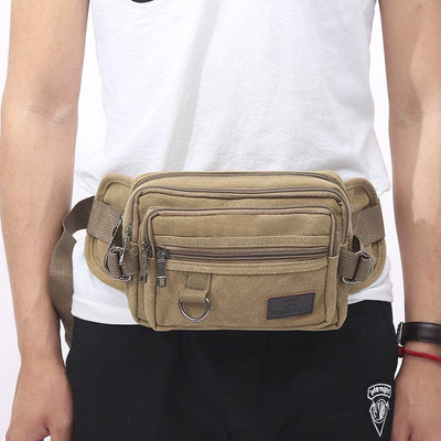 Men’s Canvas Fanny Pack with 4 Zipper Pockets – Adjustable Waist Bag for Travel, Running, Hiking & Cycling - grabzbags.com