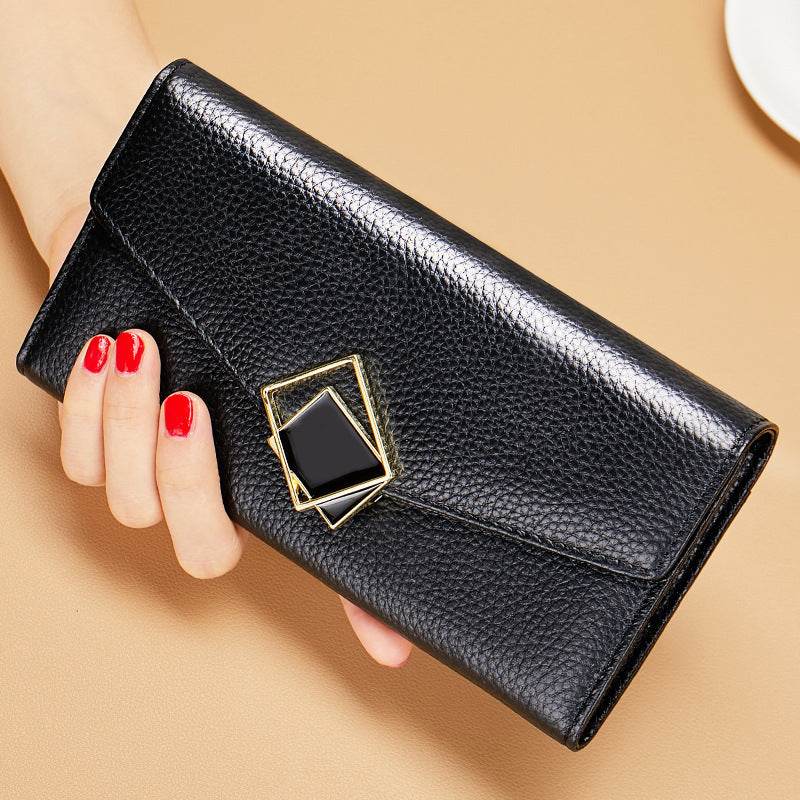 Elegant Women’s Long Genuine Leather Wallet – Large-Capacity Zipper Clutch Purse - grabzbags.com