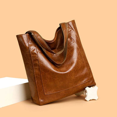 Retro Oil Wax Leather Women’s Shoulder Bag – Simple & Versatile Commuter Tote - grabzbags.com