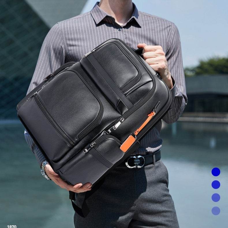 Men’s Business Leather Laptop Backpack – Large Capacity Computer Bag for Work & Travel - grabzbags.com
