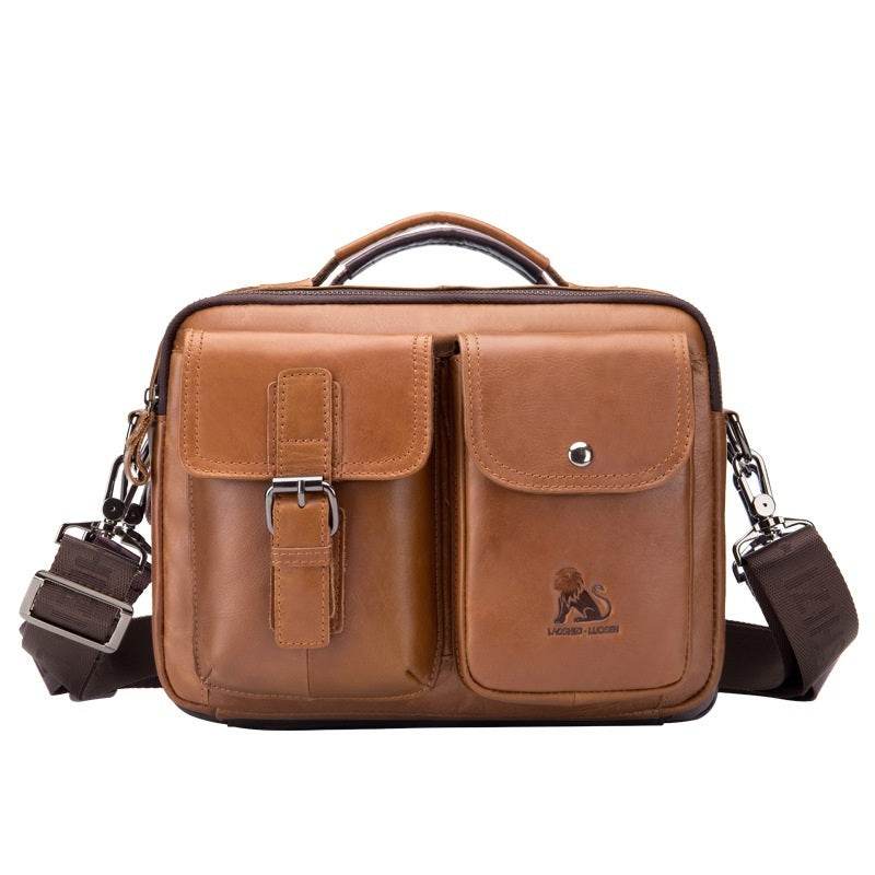 Retro Large-Capacity First Layer Cowhide Leather Casual Handbag - grabzbags.com