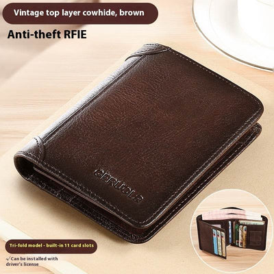 Genuine Leather Ultra-Thin Wallet – RFID Anti-Theft Cheng E Slim Card Holder for Men - grabzbags.com