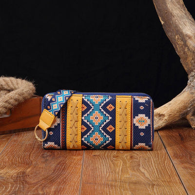 Bohemian Style Women's Wallet – Vintage Cotton & Linen Hand-Carry Card Holder Purse - grabzbags.com