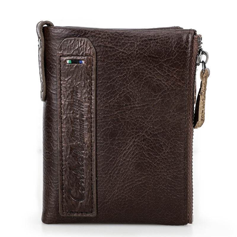 Chic Men’s Short Wallet – Genuine Leather Coin Purse with Minimalist Design - grabzbags.com