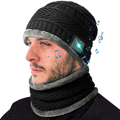 Winter Bluetooth 5.0 Beanie & Scarf – Wireless Hat with Headphones, Speaker & Mic
