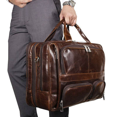 Large-Capacity Leather Laptop Briefcase – Business Computer Handbag - grabzbags.com