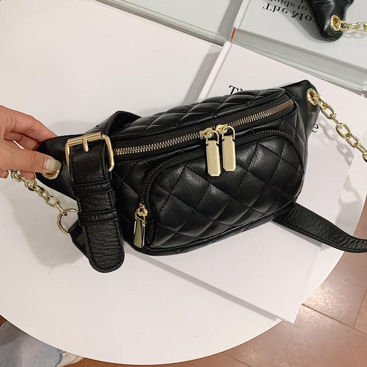Korean Style Rhombus Chain Shoulder Bag – Fashion PU Crossbody