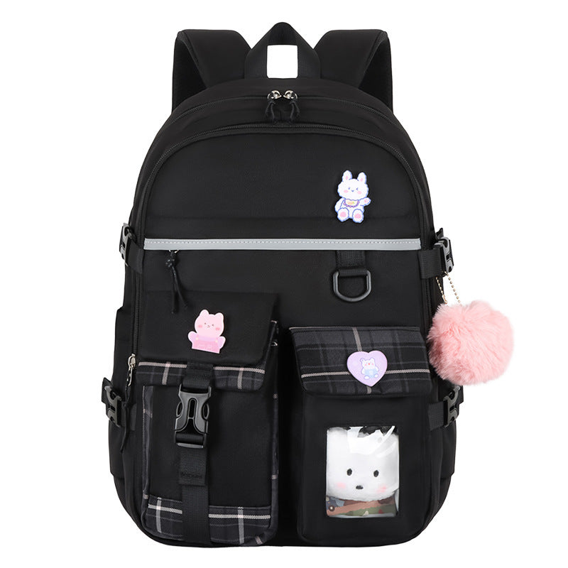 Cartoon Cute Lightweight Student Schoolbag – Breathable, Waterproof, Anti-Theft Nylon Backpack with Burden-Reducing Design