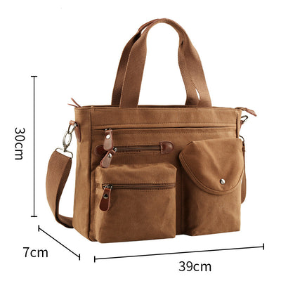 Men’s Canvas Business Briefcase – Casual Shoulder Laptop Bag