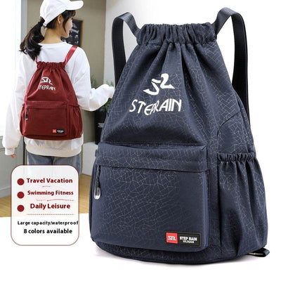 Solid Color Lightweight Drawstring Backpack – Simple Double-Shoulder Design - grabzbags.com